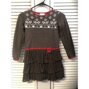 Hanna Anderssson Brown Fair Isle Sweater Dress 120 6/7